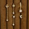 5pcs Sets Vintage Star Moon Zircon Earrings For Women Girls Luxury Delicate Small Long Tassel Stud Earrings Fashion Jewelry