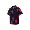 Li Ning Floral Print Loose Casual Short Sleeve Shirt Unisex Shirts Black Pink ASHT217-2