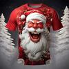 T-shirts 3D Père Noël pour Homme Noël Graphique Tee Père Noël Cadeau