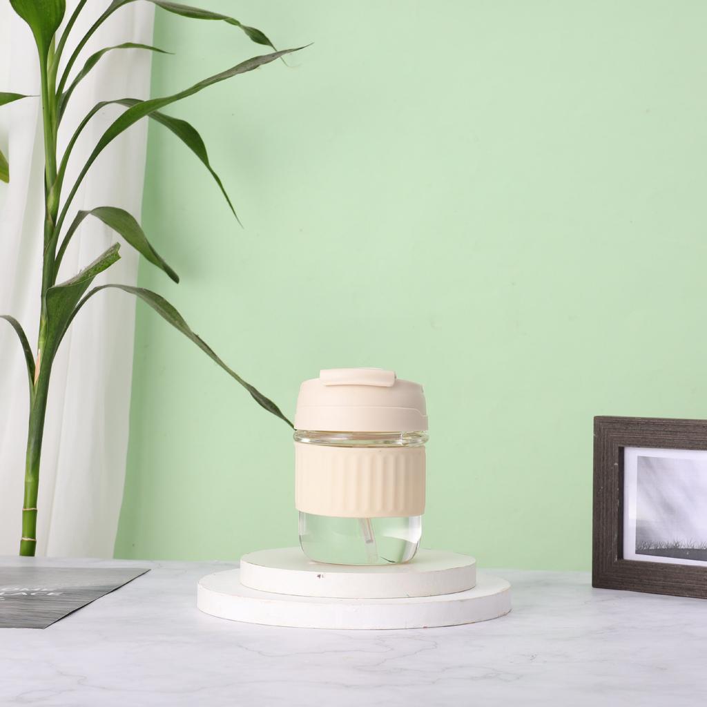 Double drink glass straw cup cute high value water cup women portable accompanying coffee cup gift cup
