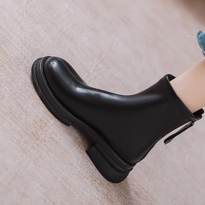 Brown Skinny Boots Women's Spring and Autumn 2025 New Versatile Martin Boots British Style Elastic Boots Single Boots Platform Short Boots