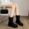 Wear Maillard Martin boots 2025 autumn and winter thick heel retro medium boots women's round head sleeve stack small short boots