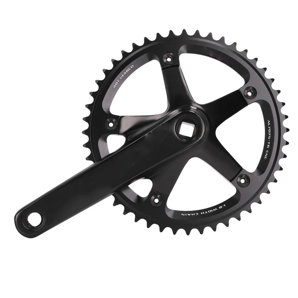 Aluminiumlegierung 144 BCD 48T Single Speed Kurbelgarnitur Fahrrad Kurbelarm Fahrrad Kurbelarm Set Schwarz