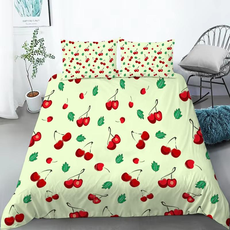 Kawaii Fruit Bedding Set For Kids Adults Bedroom Decor Lemon Watermelon Print Duvet Cover Set Twin Full Queen King Quilt Cover