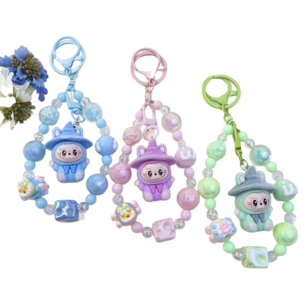 Flocking Wizard Cute Grain Mobile Phone Chain Keychain Bag Doll Pendant Accessories