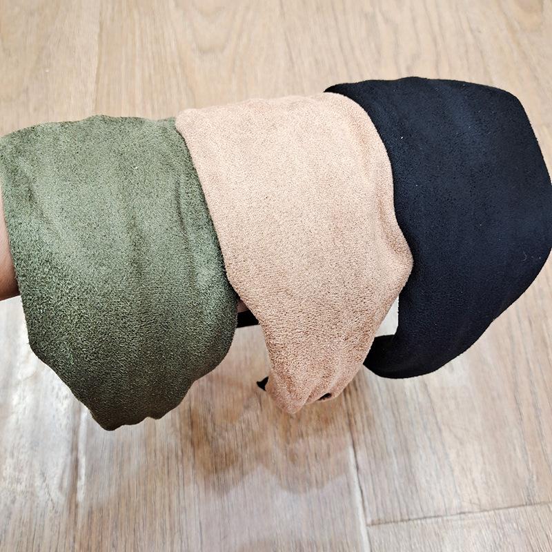 Fashion Women Super Wide Suede Leather Headband Elegant Solid Plain Hairband Non-slip Head Hoop Turban Simple Hair Accessories