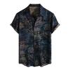 Men's Short Sleeved Shirt, Daily Fashion Printed Button Top, Chest Pocket Cardigan