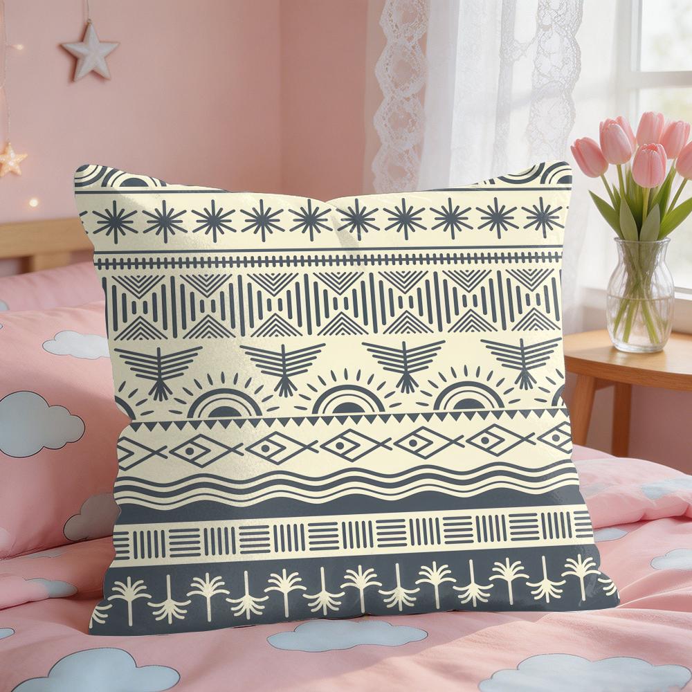 Geometric Ethnic Pattern Cushion Cover Square Short Plush Pillow Case Living Room Sofa Home Decor Funda X