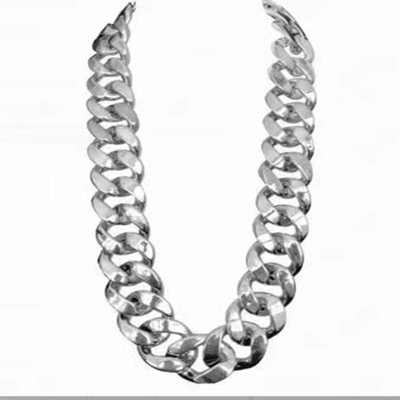 European & American Large Gold Chain Christmas Men's Acrylic Necklace Celebrity Club Accessory