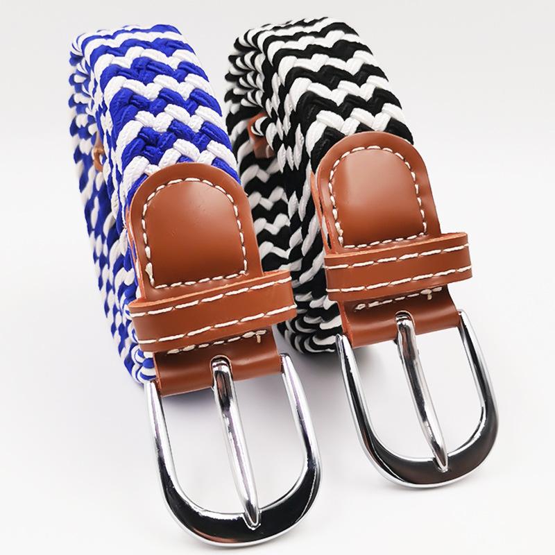 Men and Women Pin Buckle Canvas Belts, Thin Elastic Elastic Belts, Young Students Knitted Canvas Belts