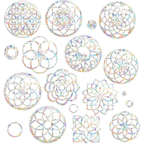 Rainbow Window Stickers, 18 Pcs Prism Window Cling for Windows Bird Deterrent, Sun Catcher Sticker (2 Sheets)