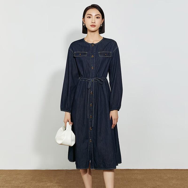 

Shetu Women s Retro Denim Long Sleeve Midi Dress L