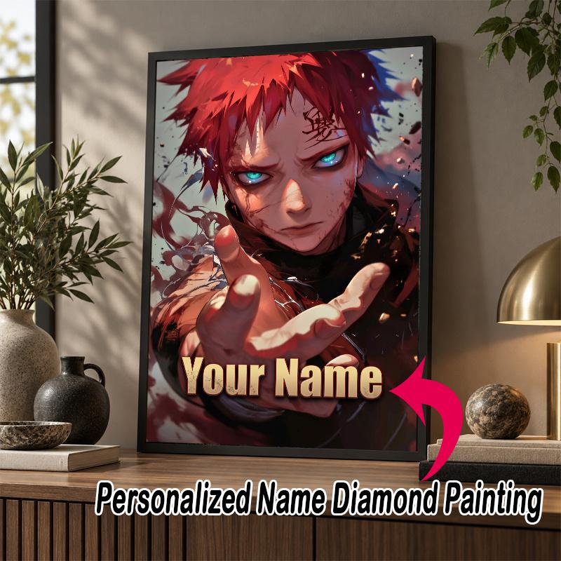Personalized Gaara Naruto Diamond Art Custom Name 5D Diamond Painting Full Drill DIY Craft