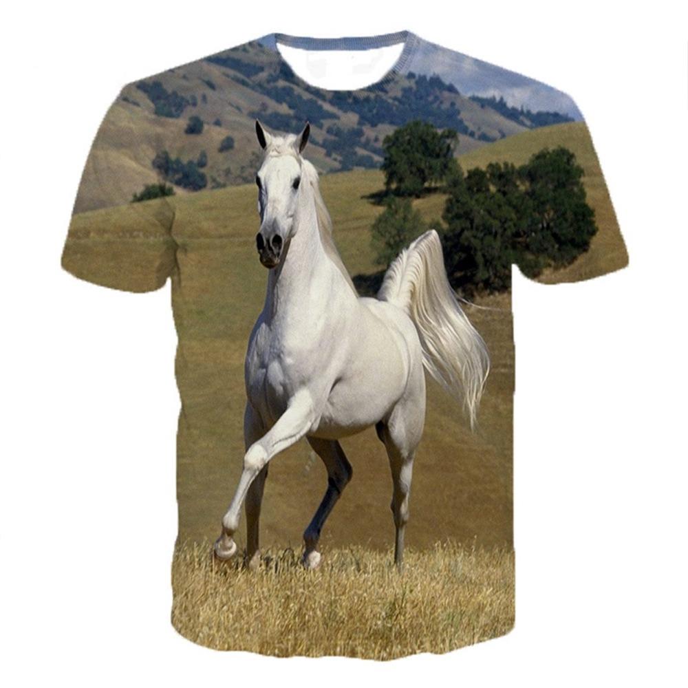 Summer hot selling trend cute 3D printed animal horse print pattern personalized casual comfortable T-shirt S