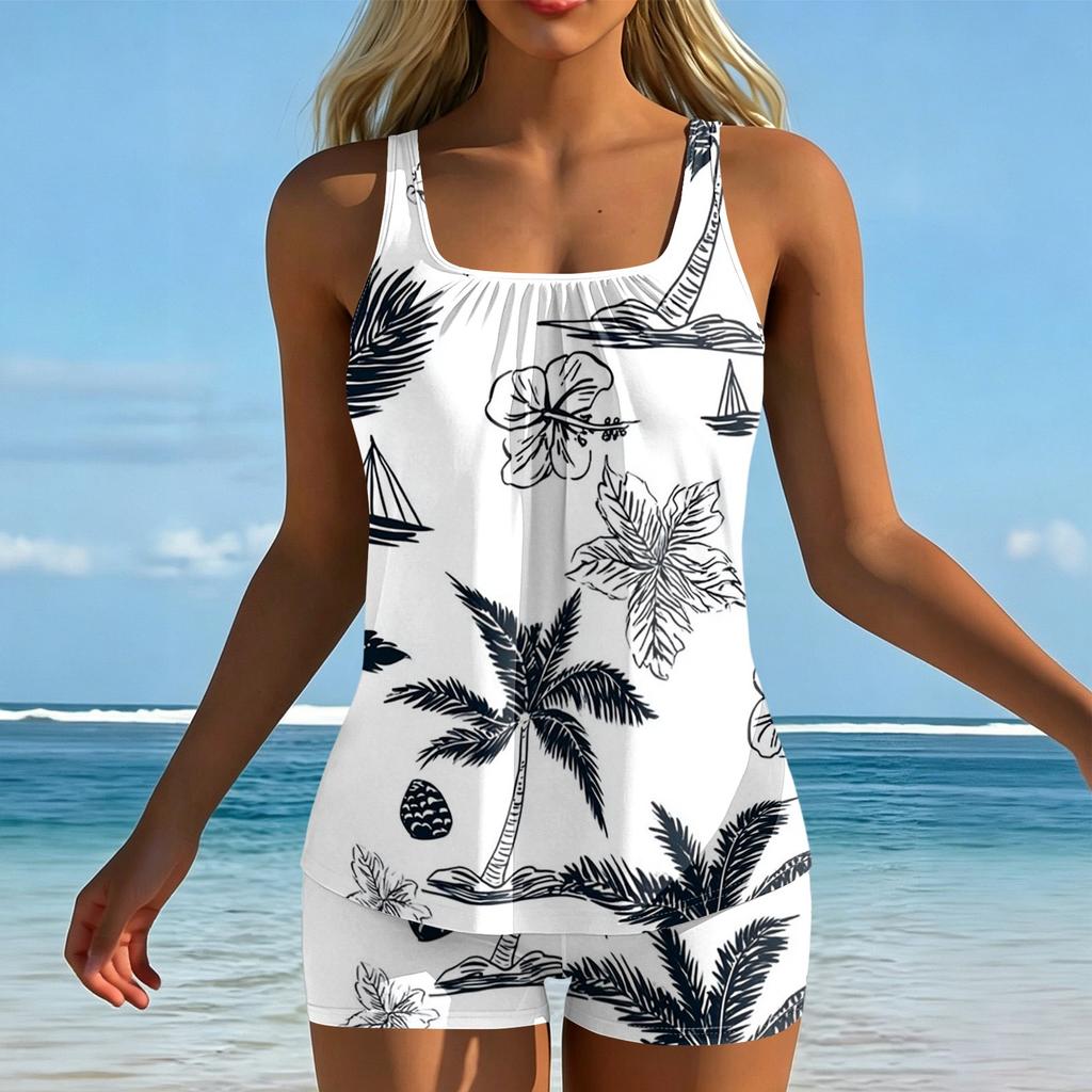 Women's Printed Split Swimsuit Sport Swimsuit Two-Piece Set