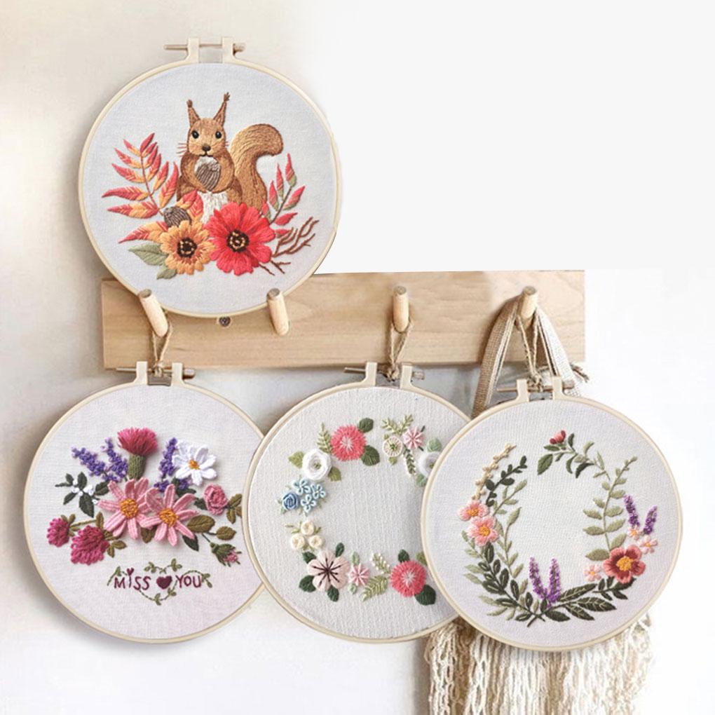 Kit de Inicio de Bordado con Patrón Impreso DIY Puntada para Principiantes Herramientas Semiacabadas