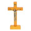 Crucifix Wooden Hand Made Standing Catholic Jesus Crucifix Wall Cross Religious Prayer Display Decoration With Base