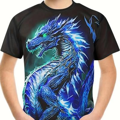 Abbigliamento per Bambini Magliette per Ragazzi Manica Corta Maglietta da Bambino Elegante Stampa Grafica 3D Drago Abiti Estivi Casual da Ragazza Top