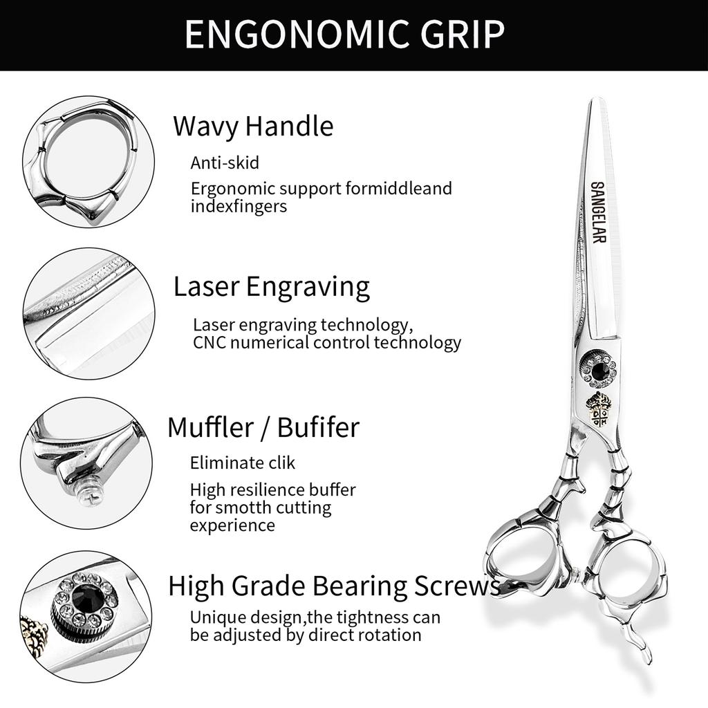 Sangelar 6 inch Professional Razor Edge Series Hair Cutting Scissor, Barber Hair Cutting & Thinning Shears for Men/Women/Kids/Salon & Home