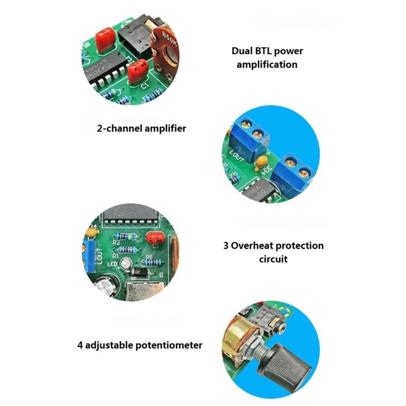 5VDC Mono Power Amplifiers Module 5W Double Channel Output Battery Operated For Portable Projects