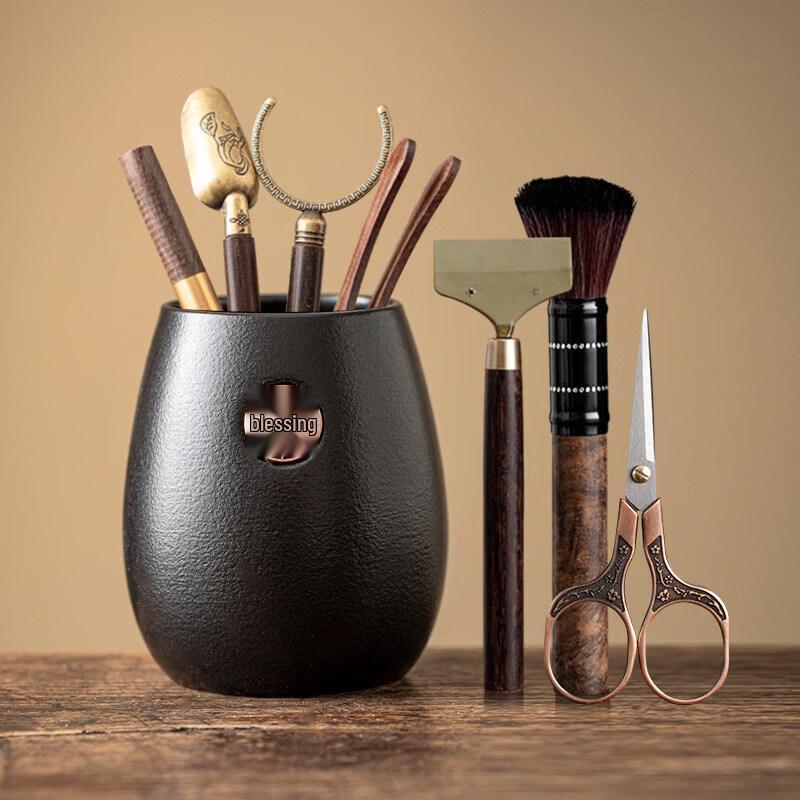 Ebony Wood Six Gentlemen Tea Ceremony Tool Set