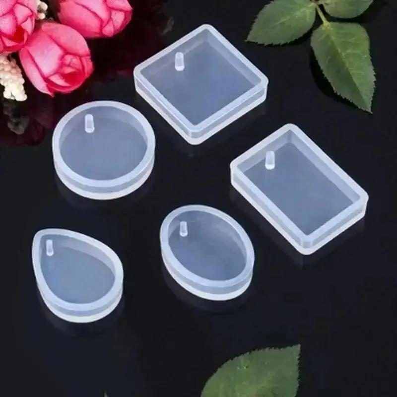 20Pcs/Set New DIY Keychain Pendant Casting Silicone Mould Kit with Keyrings Art Crafts Making Tools Crystal Epoxy Resin Mold