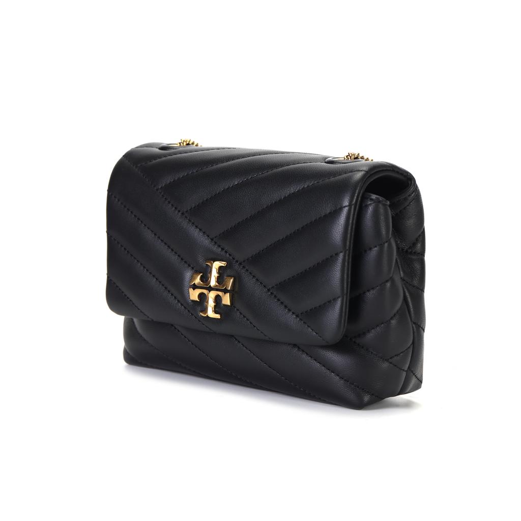 Tory Burch Kira Quilted Twill Chain Flap Magnetic Closure Leather Wallet Shoulder Crossbody Bag Women Bags Black 90460-001