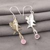 Rose Chalcedony Stone 925 Silver Sisters Day Elegant Dangling Wife Gift Earrings EE-148-6