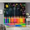 Bright Pencils with Star Designs Print Drapes Room Darkening Window Curtains for Home Decor,Rod Pocket Blackout Curtains Bedroom