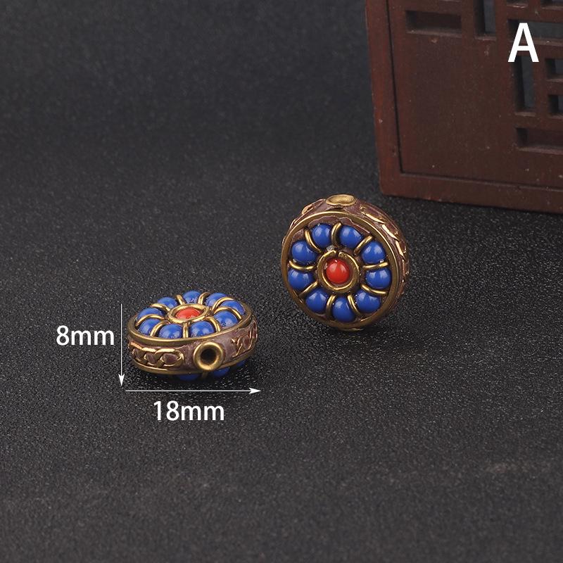 

Тибетский буддийский бирюзовый медный молитвенный браслет и украшения Вэньвань. Approx. 8*18 mm