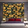 Sunflower Pattern On Black Background Pattern Wall Hanging Tapestry Decorative Tapestry Home Decor for Bedroom and Living Room