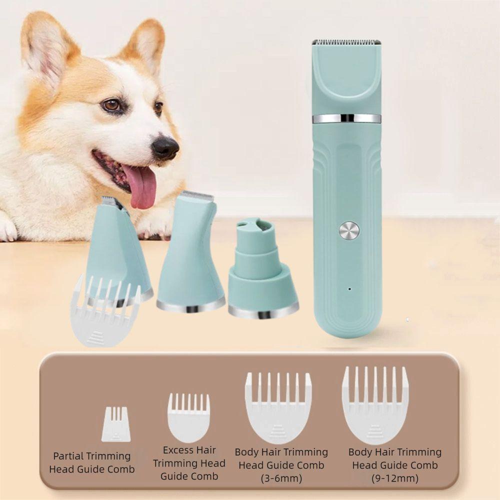 Usb Rechargeable 4 In 1 Electric Pet Hair Shaver With 4 Blades High Power Low Noise Dog Cat Hair Clipper Grooming Tool