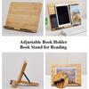 Book Stand for Reading Adjustable Book Holder with Elastic Page Clips Foldable Desktop Riser Stand Bamboo Reading Rack
