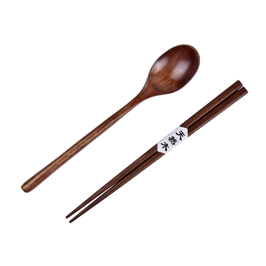 Lehká Přenosná Dřevěná Sada Příborů Hůlky a Lžíce Dřevěné Příbory pro Cestování Kempování Domácí Stolování