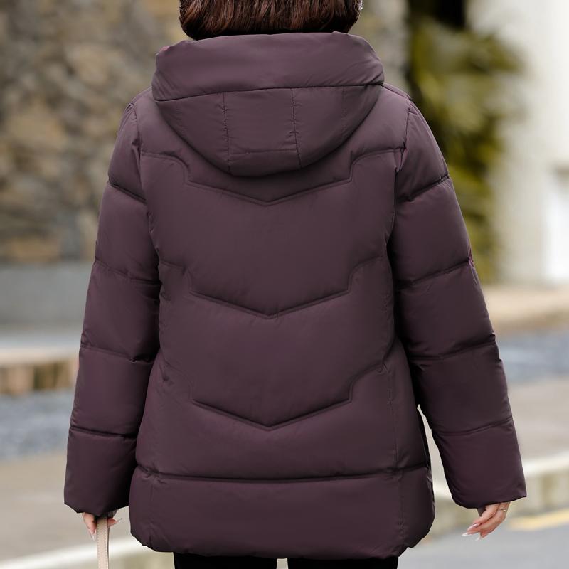 Haine de iarnă pentru femei de vârstă mijlocie cu glugă, elegante, groase, călduroase, mărimi mari, parka, jachete pentru femei