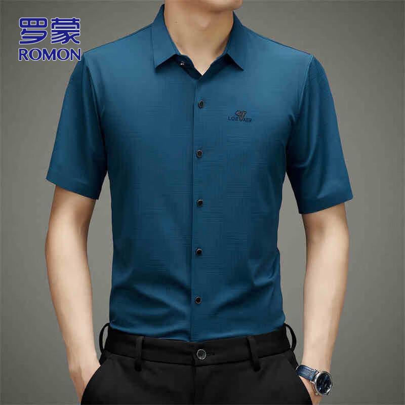 Romon Men s Short-Sleeve Ice Silk Business Shirt L