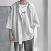 Yaz Japon Tarzı Vintage Bol Kesim Harajuku Gömlek Erkek Günlük Bol Kapüşonlu Bluz Her Şeye Uyumlu Moda Sokak Giyimi Erkek Giyim