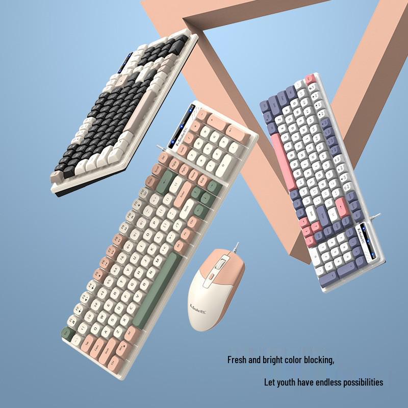 Viper KM100 Wired Keyboard & Mouse Set - Mechanical Feel, Color-Matched USB for Office, Computer, Notebook Use