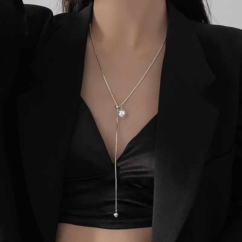 Irregular Long Pearl Necklace French Light Luxury Temperament Sweater Chain Niche Simple High Sense Necklace Women