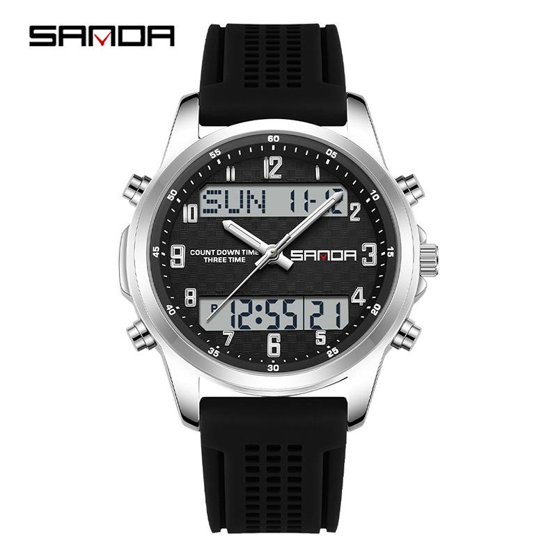 SANDA Multifunctional Luminous Student Watch - Classic, Fashionable, Waterproof with Timer & Alarm.