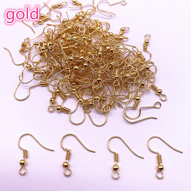 

100PCS(50pair) Findings Earring Hook Coil Ear Wire DIY Jewelry Making золотий