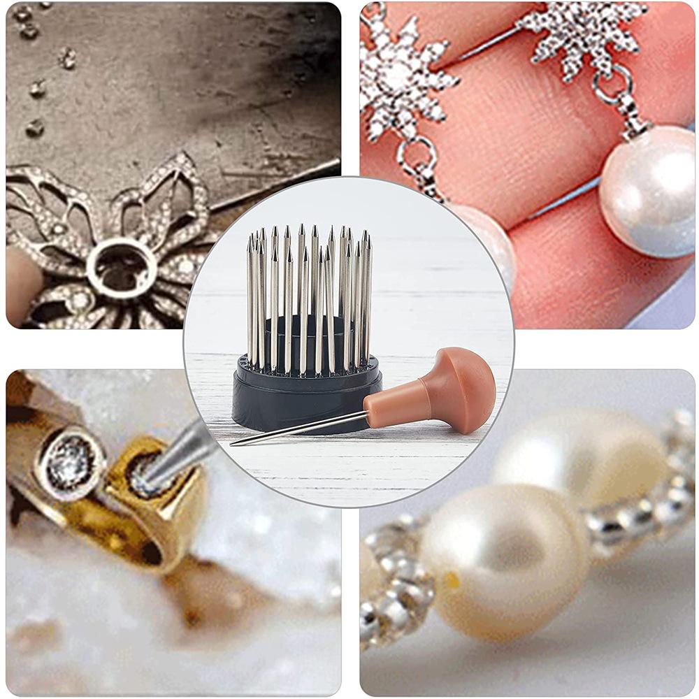 23Pcs Jewelry Beading Tool Kit – Diamond Stone Setting Gravers with Wooden Handle for Goldsmith & Jewelry Making
