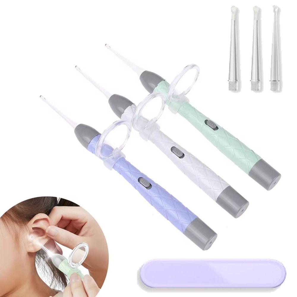 8X Magnifying Glass Luminous Ear Spoon 2 Soft Spoon USB Ear Cleaner LED Light Earpick Adults
