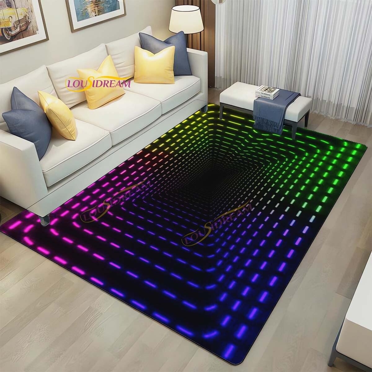 

Темні неонові вогні Килимки Геометричний килимок Play Home Gaming Room Decor Килими для вітальні Спальня Підлітки Класні килимки Килимок для кіберспорту 60cm x 90cm