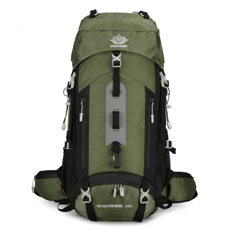 60L Outdoor-Bergsteigertasche mit großer Kapazität Hochwertiges Nylon Wasserdicht Verschleißfest Wandertourentasche Unisex Reise Camping Sportrucksack