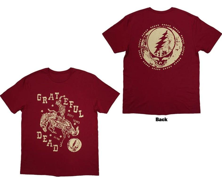 Grate*ful Dead Skeleton Horse Back Print - Red T-Shirt Unisex Unisex T-Shirt XL