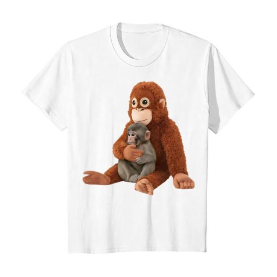 Monkey Team Punch T-Shirt Round Neck Short Sleeve T-Shirt Loose Fit Cute Macaque And Orangutan Summer Tee for Men Teens Street Wear L G