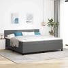 LED Box Spring Bed in Light Grey and White 200 x 200 cm Cord Fabric