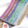 2 Rolls Clothing Accessories for Hats Bags Jackets Rhinestone Tape Iron-On Glass Self-Adhesive Chain Ribbon Multi-Color