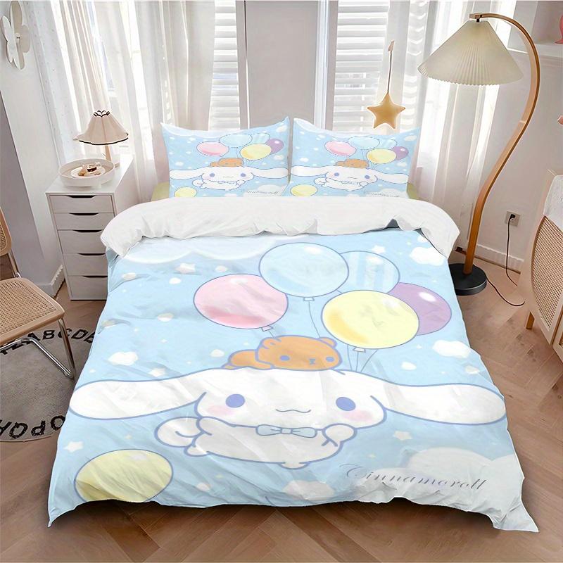 3pcs Balloon Cinnamoroll Idea Print Cover Set Ultra Soft, Breathable, and Comfortable Bedding with Stylish Design for Bedroom and Guest Room Deco